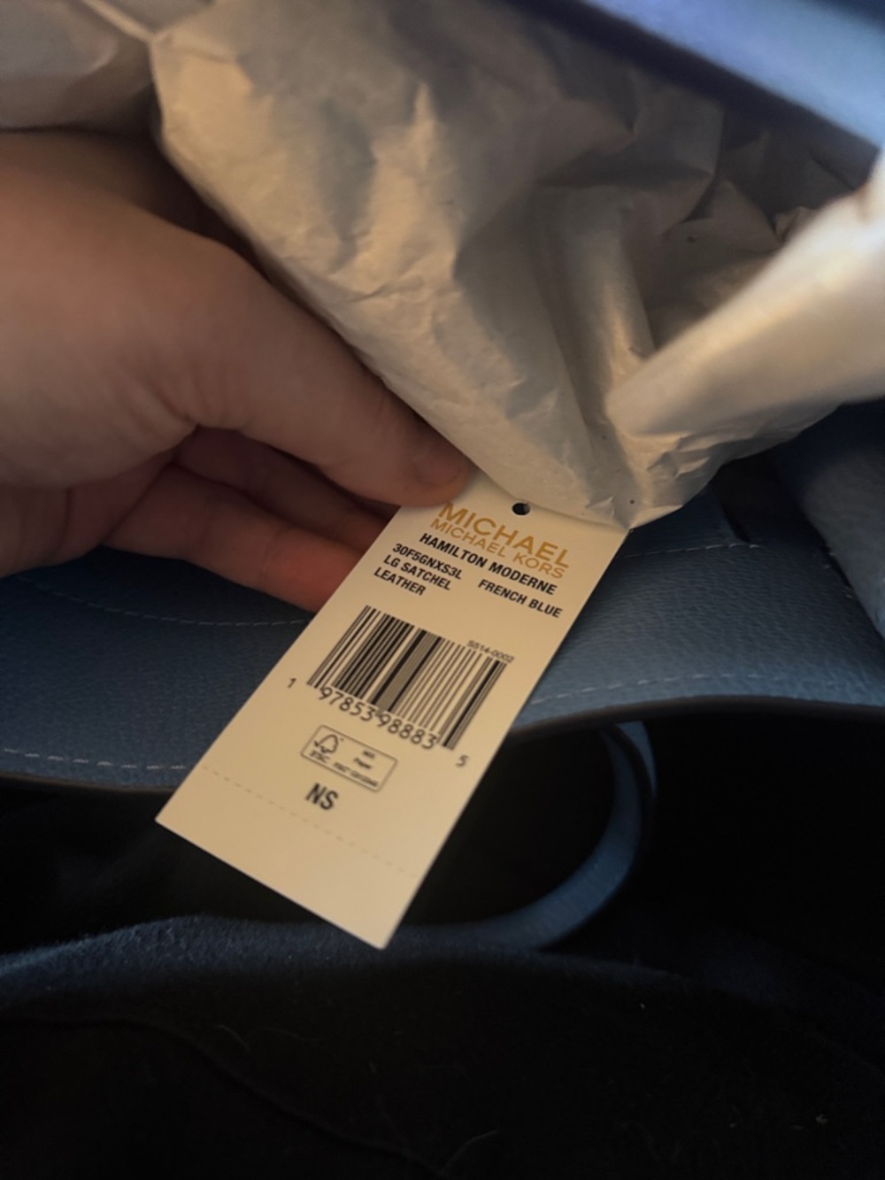 Michael Kors Navy Leather Satchel with Gold Hardware - Picture 8 of 8